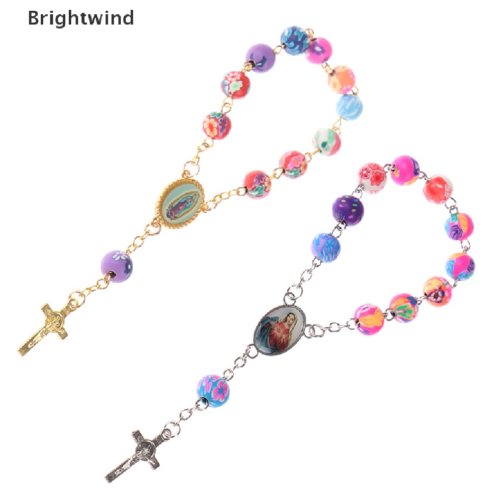 [Brightwind] Rosary Bead Bracelet Catholic Pendant Virgin Mary Christian Religious Jewelry Hot Sell