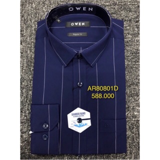 Áo Sơ mi nam owen kẻ sọc dọc màu xanh than đậm