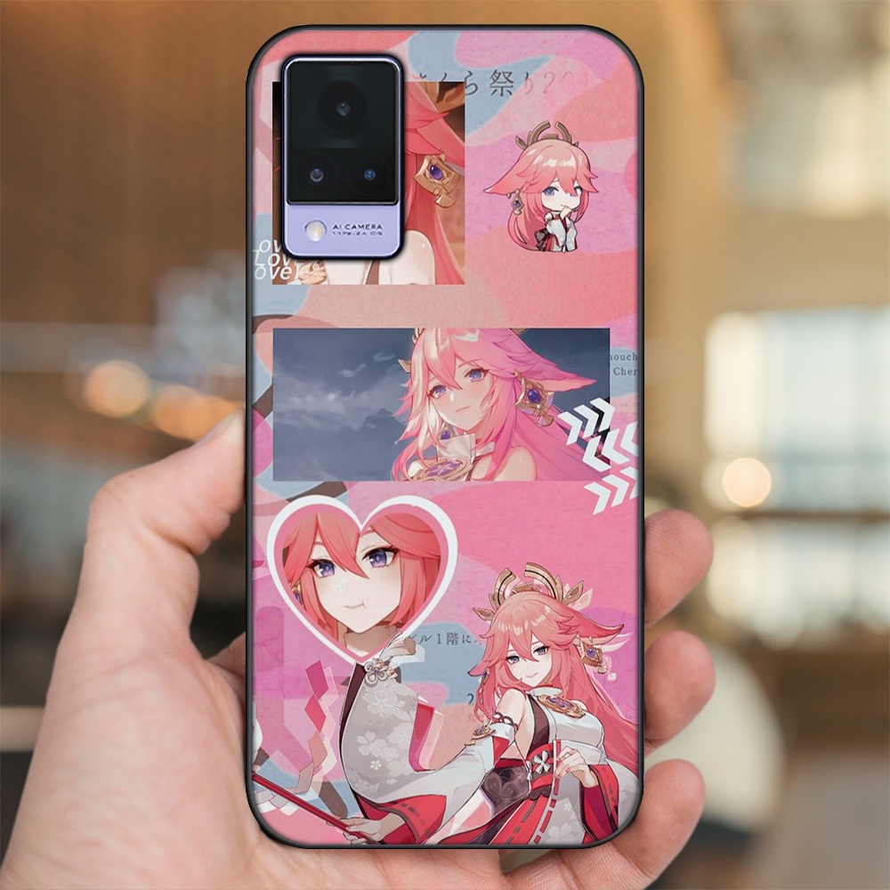 Ốp lưng Vivo V21 viền đen in hình Yae Miko Genshin Impact