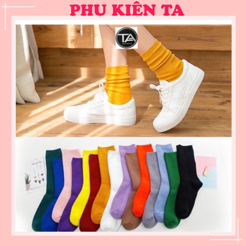 Tất cổ cao phong cách Vintage Hàn Quốc chất len đẹp nhiều màu