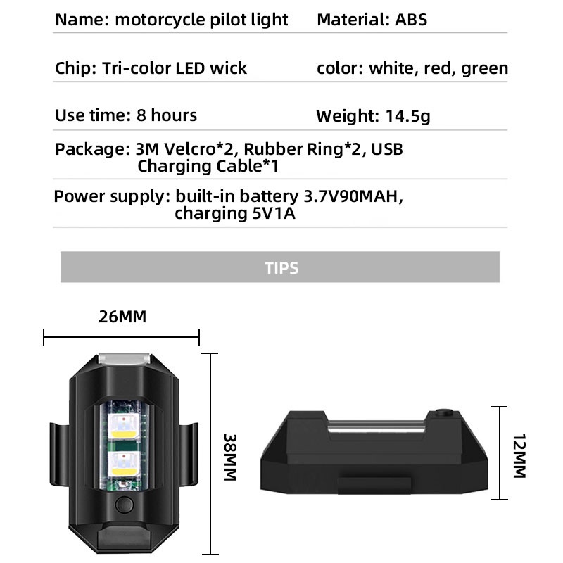 Đèn LED cảnh báo LYMOYO có thể sạc lại chuyên dụng cho xe máy xe đạp