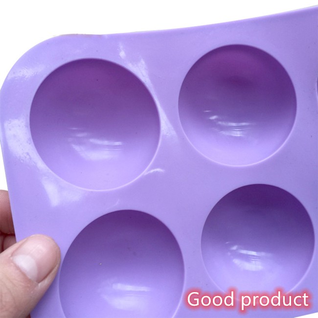 Khuôn Silicone Làm Bánh Muffin / Thạch Rau Câu 6 Ngăn Hình Bán Cầu