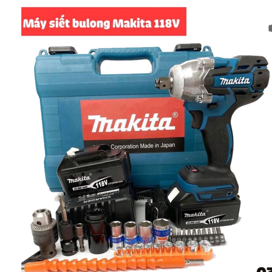 Máy Siết Bulong MAKITA 199V Động Cơ Không Chổi Than Pin Tím 10 Cell Đa Chức Năng