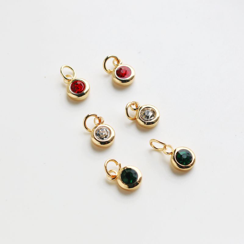 Mặt Dây Chuyền/Vòng Tay/Dây Chuyền Bằng Đồng 14k Đính Đá Zircon 6mm diy