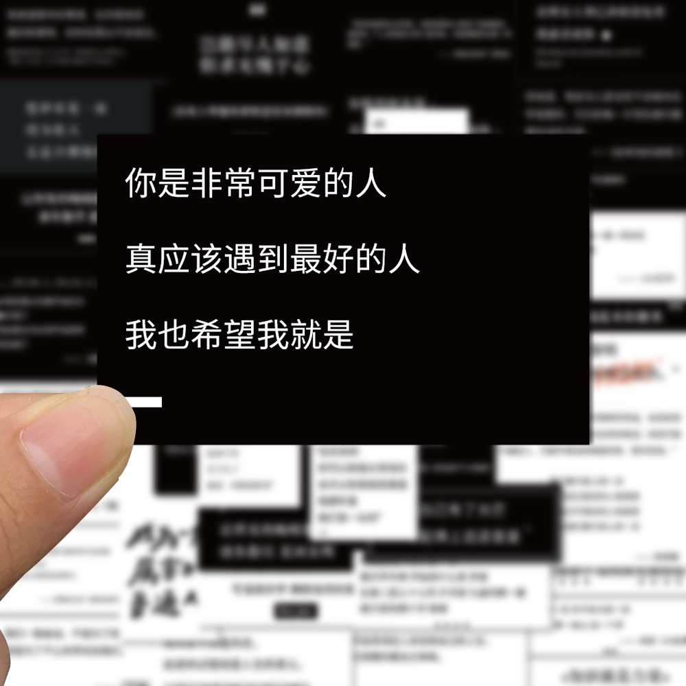 Bộ 50 Miếng Dán Trang Trí laptop Chống Thấm Nước Hình Chữ Trung Quốc Màu Trắng Đen