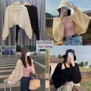 Áo khoác len croptop CIBI Áo cardigan len lửng dệt kim tay bồng nữ đẹp phong cách Hàn Quốc dưới 65kg