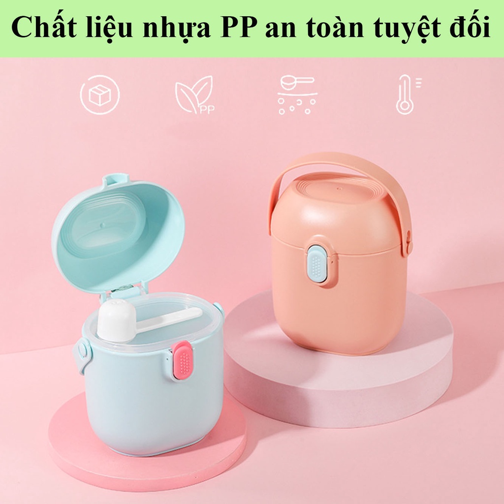Hộp đựng sữa bột kèm thìa cho bé khi đi chơi, du lịch - Hộp đựng đồ ăn dặm - 450mm - chứa 255g sữa