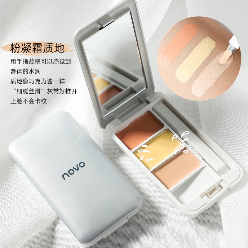 ♕Bảng Kem Nền Che Khuyết Điểm NOVO 3 Màu Tông Nude Tự Nhiên Kháng Nước NO.5350