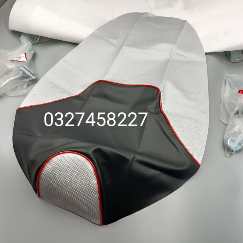 Trùm võ da bọc yên ngồi xe EXCITER 2010 trắng đen , viền đỏ