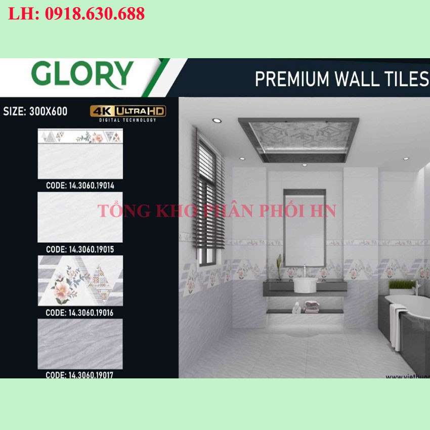 Gạch ốp men bóng đẹp 30x60 cho phòng khách, nhà tắm, vệ sinh prime cao cấp