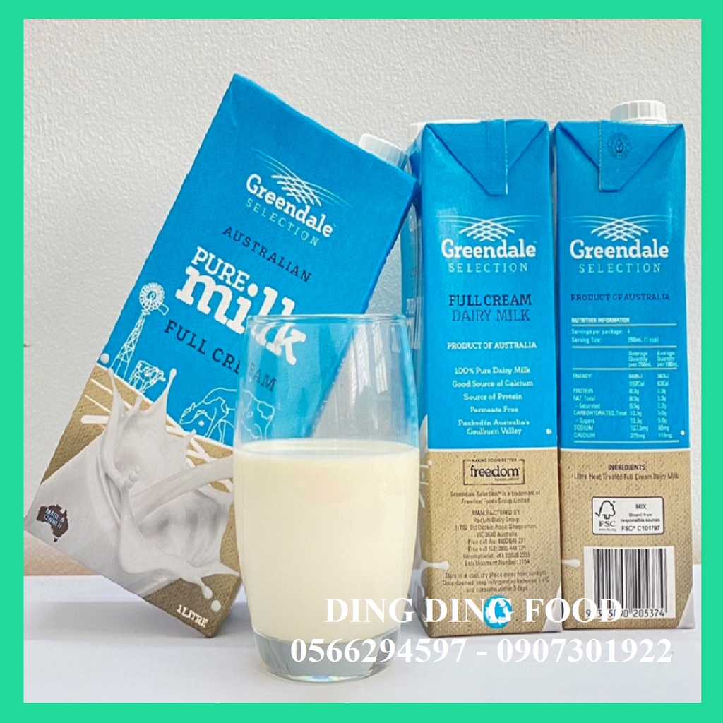 [ HSD 6/2022 ] 1 Hộp Sữa Tươi Nguyên Kem Greendale 1 Lít , Sữa Greedale Fullcream 1 Lít - DING DING FOOD