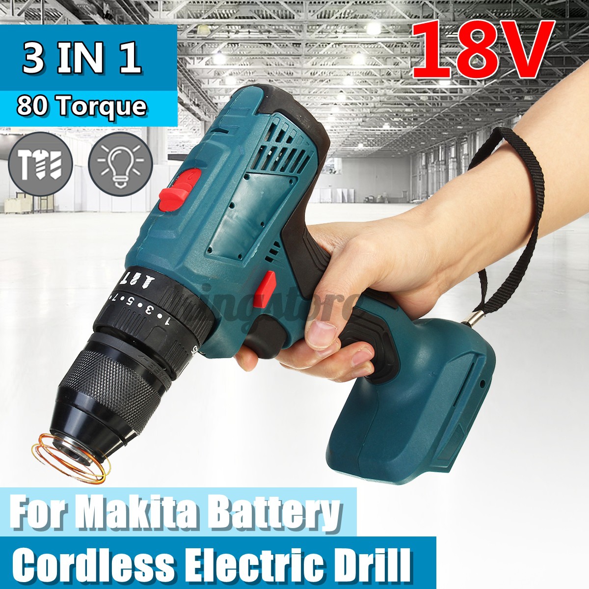 Máy Khoan Điện Không Dây 18v 10mm 3 Trong 1 Cho Makita