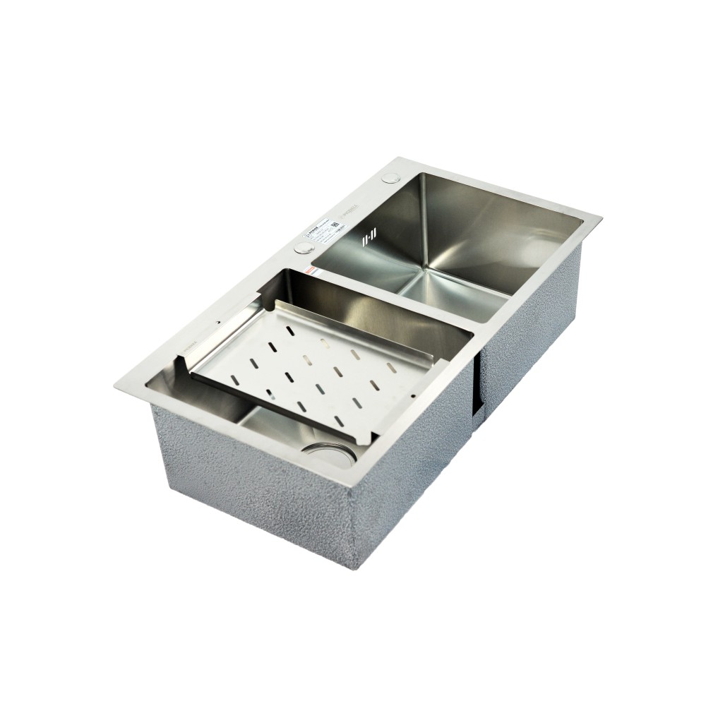 Chậu rửa bát Picenza 2 hố lệch , Inox304 mã HM8245-615  - Bảo hành 2 năm