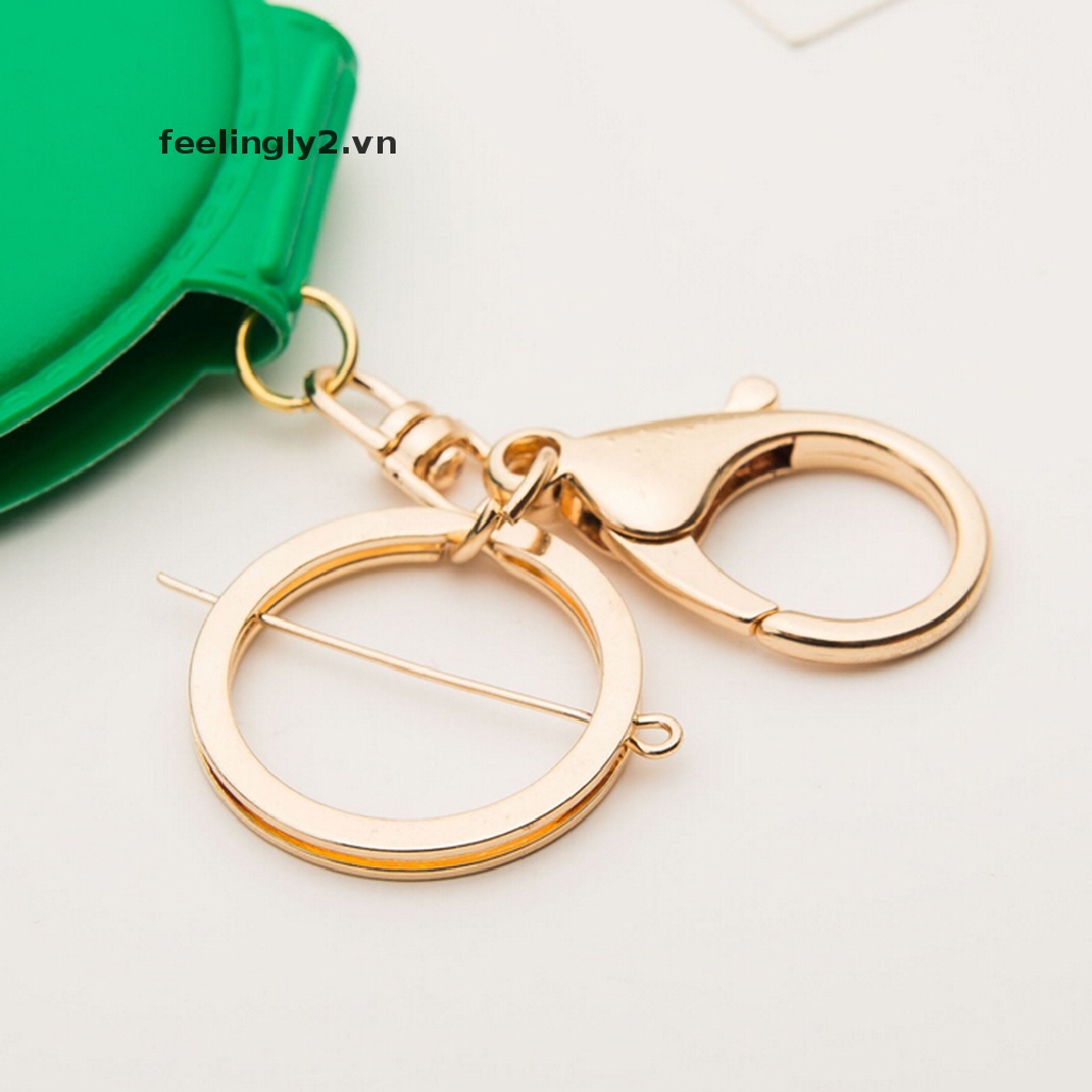 [Hàng mới về] Gương trang điểm mini hình tròn vỏ bọc da PU có móc khóa tiện lợi