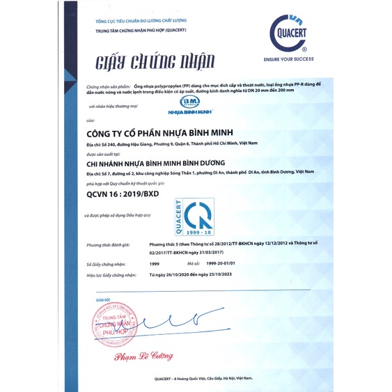 Ống nhựa PPR Bình Minh 32 loại dày 2,9mm và 5,5mm đủ kích thước