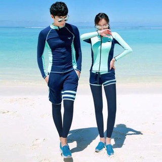 [ CÓ SIZE LỚN] Đồ bơi đôi bikini quần dài 5 mảnh khoá kéo nam nữ  ྇