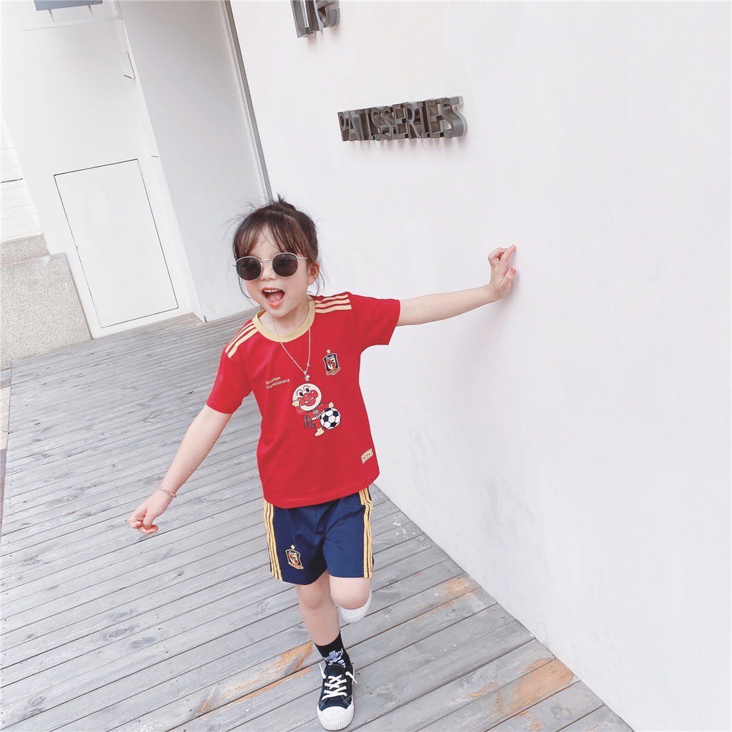 Bộ đồ thể thao bé trai bé gái chất coton 4 chiều mẫu bóng đá từ 7-18kg