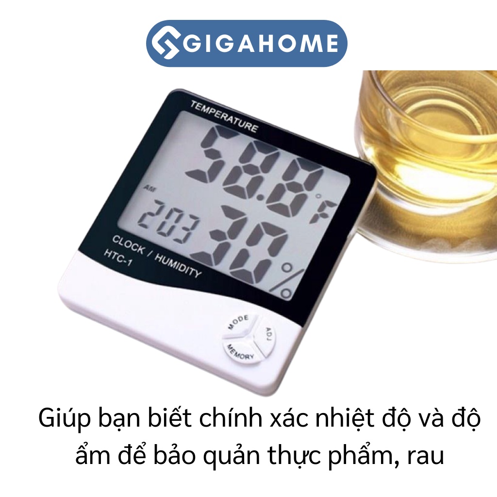 Nhiệt Kế Đo Độ Ẩm Không Khí, Nhiệt Độ Tích Hợp Đồng Hồ Điện Tử GIGAHOME 3361