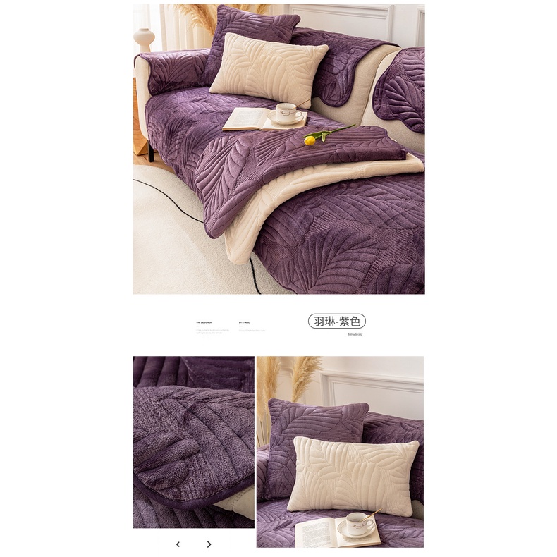 Vỏ Bọc Đệm Ghế Sofa Mùa Đông Bằng Vải Nhung Sữa Dày Phong Cách Mới Phổ Biến