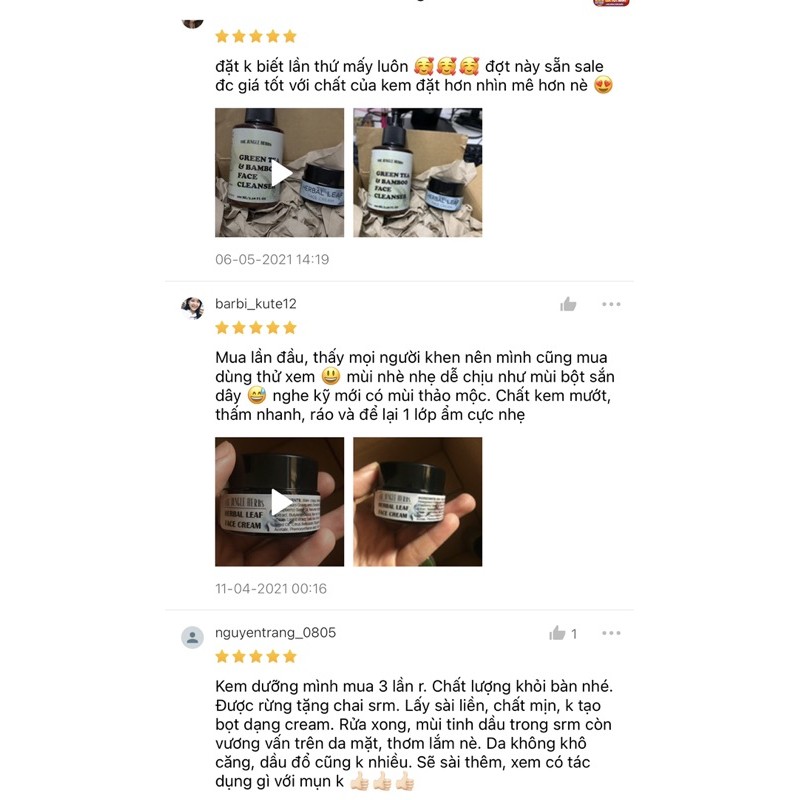 ⚡ FREESHIP⚡ Kem dưỡng da mụn Herbal Leaf Face Cream ngăn ngừa sẹo mụn handmade