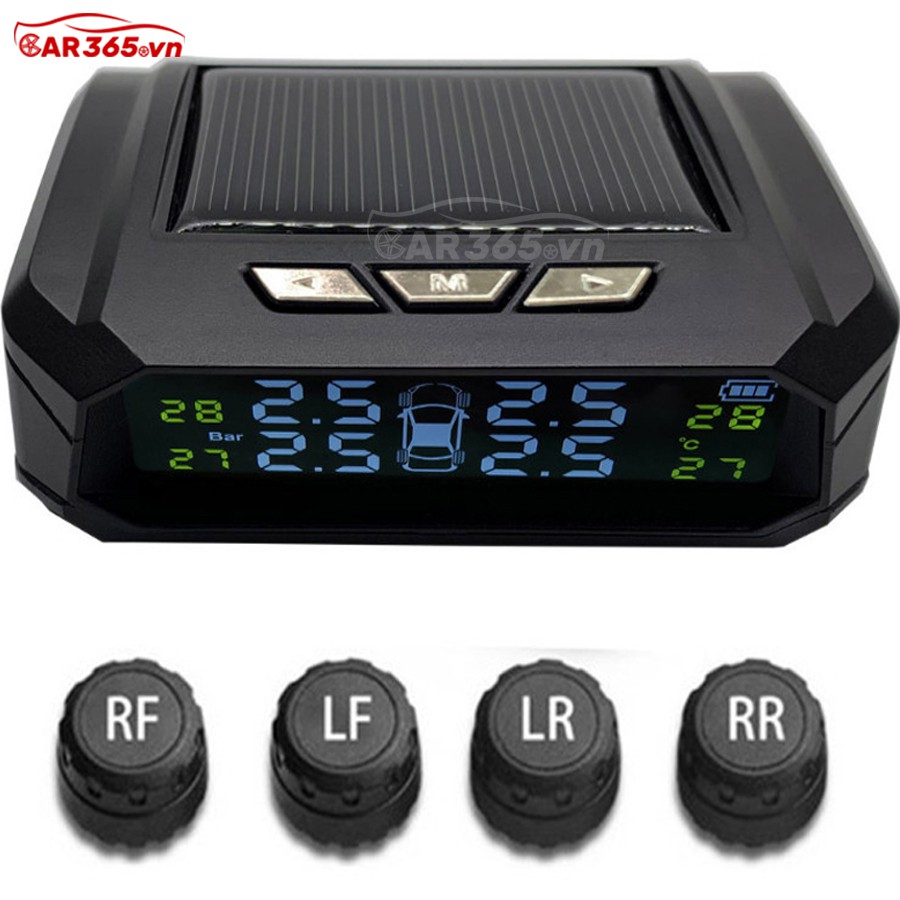 Cảm biến áp suất lốp van ngoài cao cấp thương hiệu CAR365 - Màn LCD hiển thị thông số - Pin năng lươ