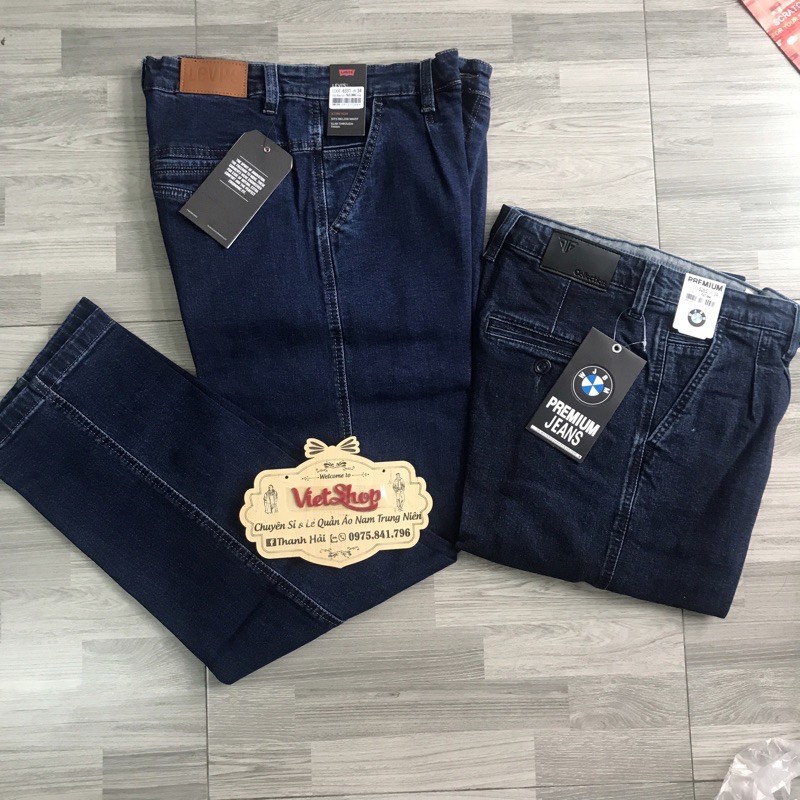 Quần bò dài nam trung niên túi chéo dáng thụng chất co giãn hàng cao cấp Levi’s đẹp | BigBuy360 - bigbuy360.vn