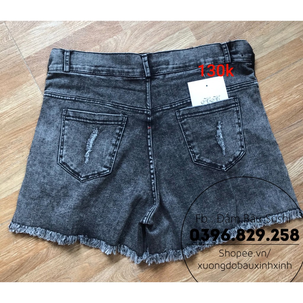 (ảnh thật) Sooc bầu chất bò jean đẹp mềm co giãn đủ size 45-75kg đáp bụng