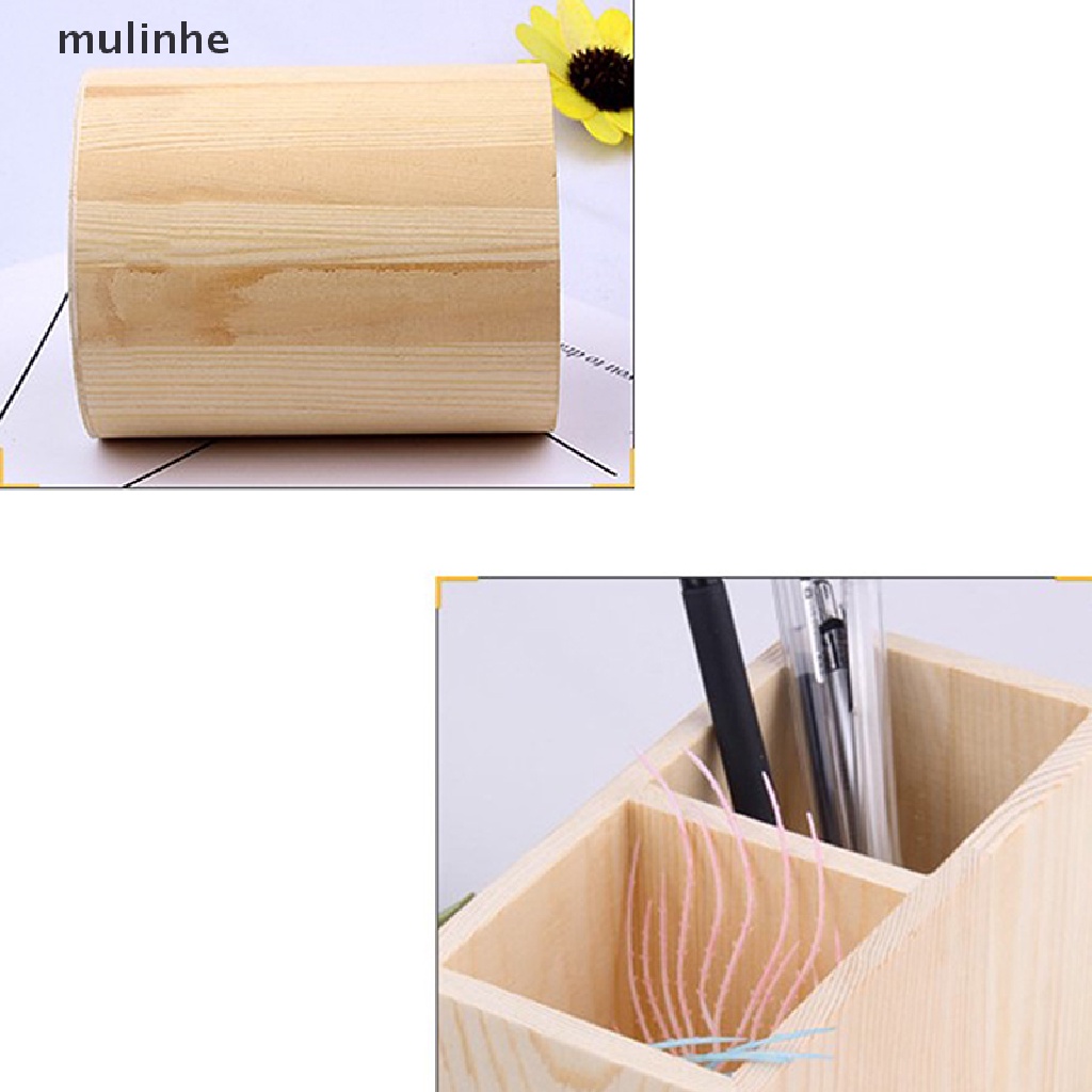 Hộp Gỗ Đựng Bút / Cọ Trang Điểm Để Bàn Tiện Dụng