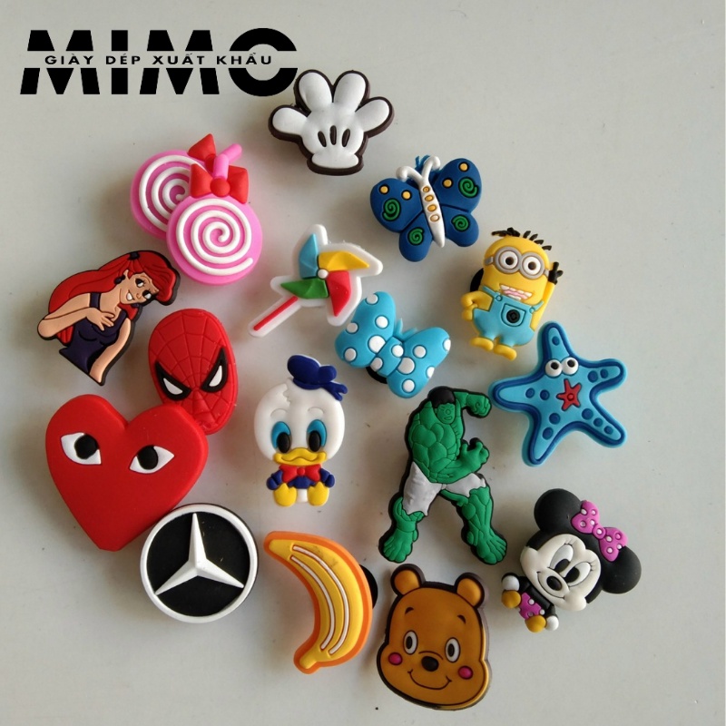 [Giao ngẫu nhiên] Combo 15 jibit đính dép sục, sục cross, sticker 2D cài dép nhiều mẫu siêu xinh, cá tính