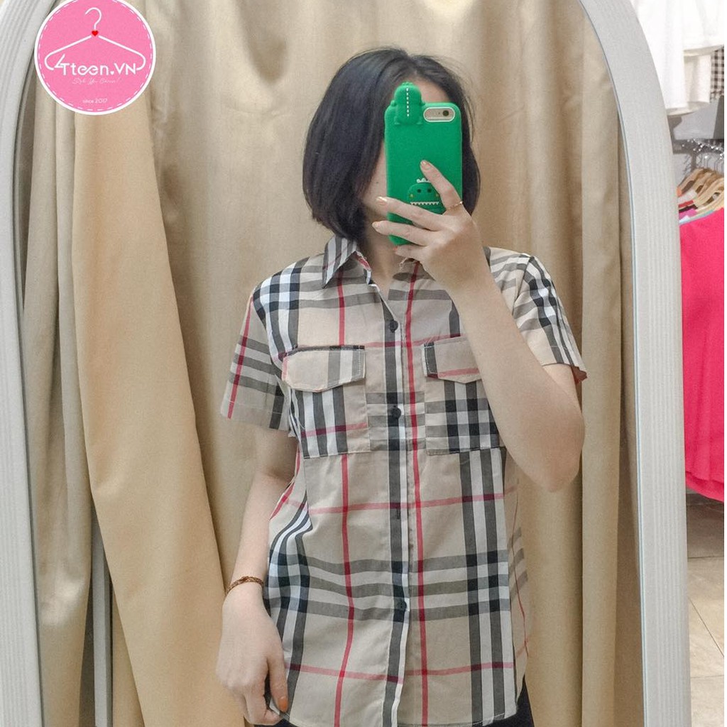 Sơ mi kẻ cọc tay 4Teen siêu hot