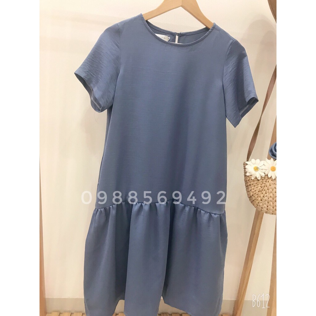 Váy bầu bigsize - Đầm bầu thiết kế GuMe màu Ghi Đá kèm Hoa Ngực dáng đuôi cá size từ 40-100kg MB144 - kèm ảnh thật