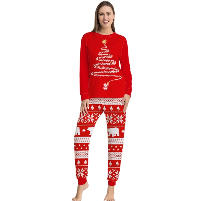 Bộ Đồ Ngủ Pijama Họa Tiết Giáng Sinh Dễ Thương Cho Mẹ Và Bé