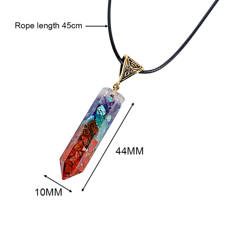 Vòng cổ Mặt Đá Pha Lê Lục Giác 7 Chakra Tự Nhiên Thời Trang Cho Nam Và Nữ