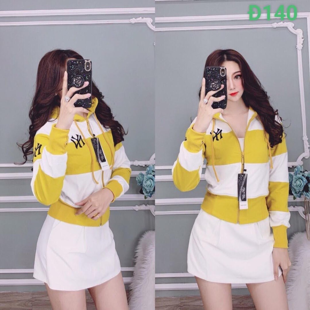 Áo khoác nữ thun da cá lửng phối màu sọc ngang NYN | BigBuy360 - bigbuy360.vn