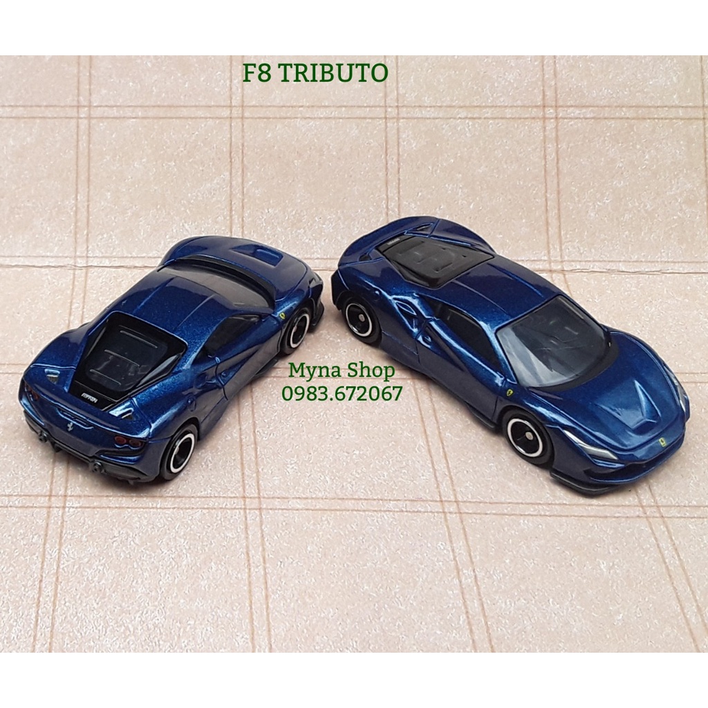 Đồ chơi mô hình tĩnh xe tomica không hộp, Ferrari, F8 Tributo (xanh)