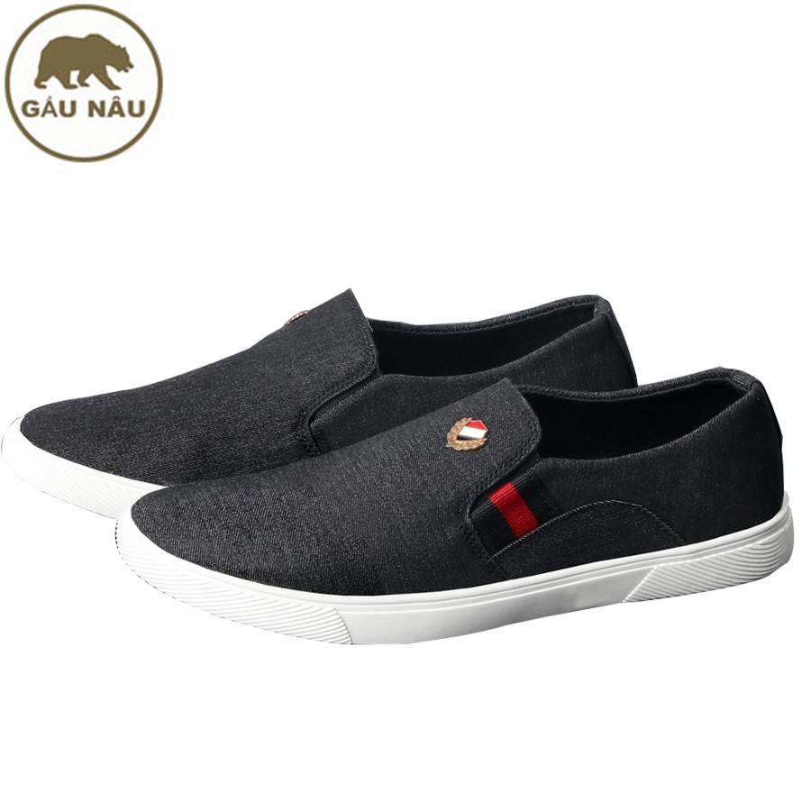 Giày lười vải nam thân nâu đế đen GN214 GấuNâu | BigBuy360 - bigbuy360.vn