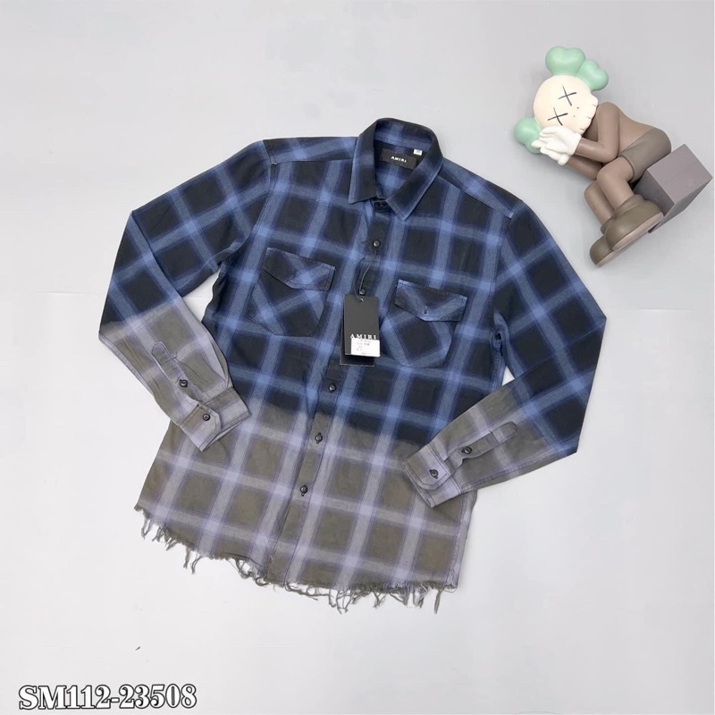 Sơ Mi Nam Cotton Kẻ Caro Pha Loang Gấu Rách Màu Hot SM29P