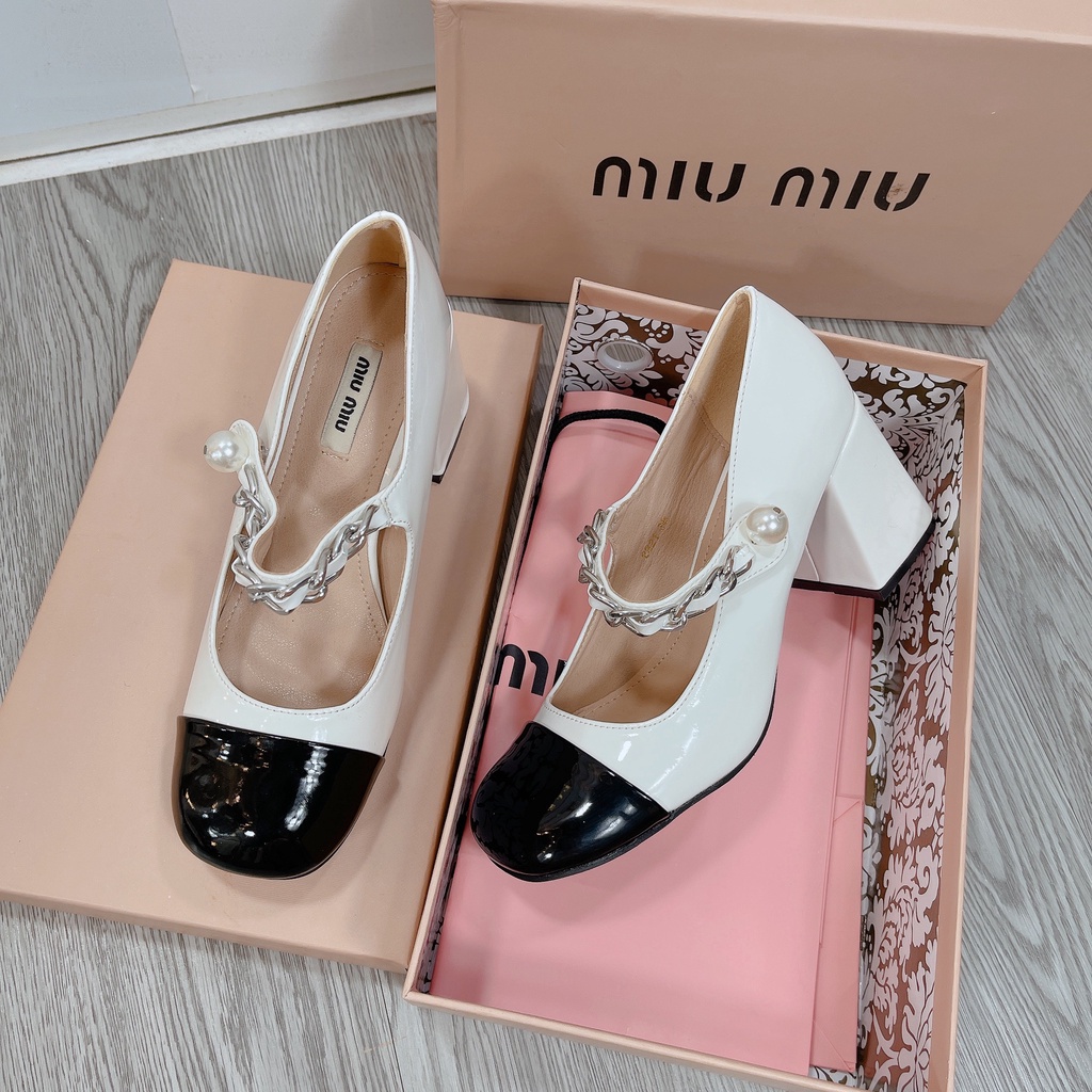 Giày MiuMiu gót vuông hàng fullbox