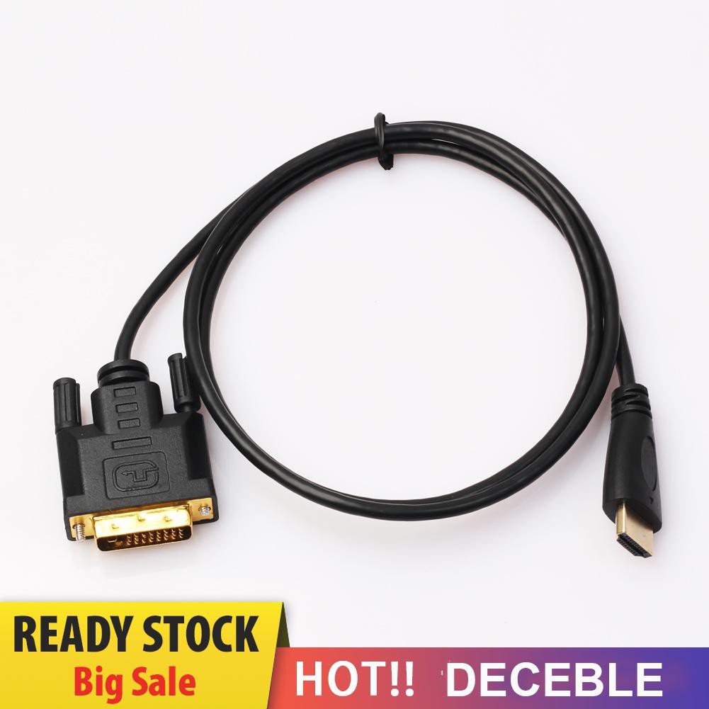 Deceble HDMI-compatible to DVI-D 24+1 Pin Monitor Display Adapter Cable Male/Male Gold HD HDTV