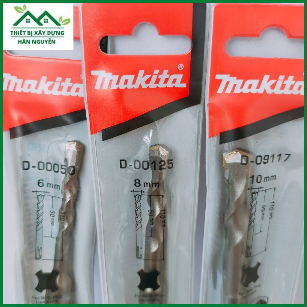 Mũi khoan bê tông Makita 2 cạnh gài 6mm,8mm,10mm X 110mm cho máy khoan bêtông