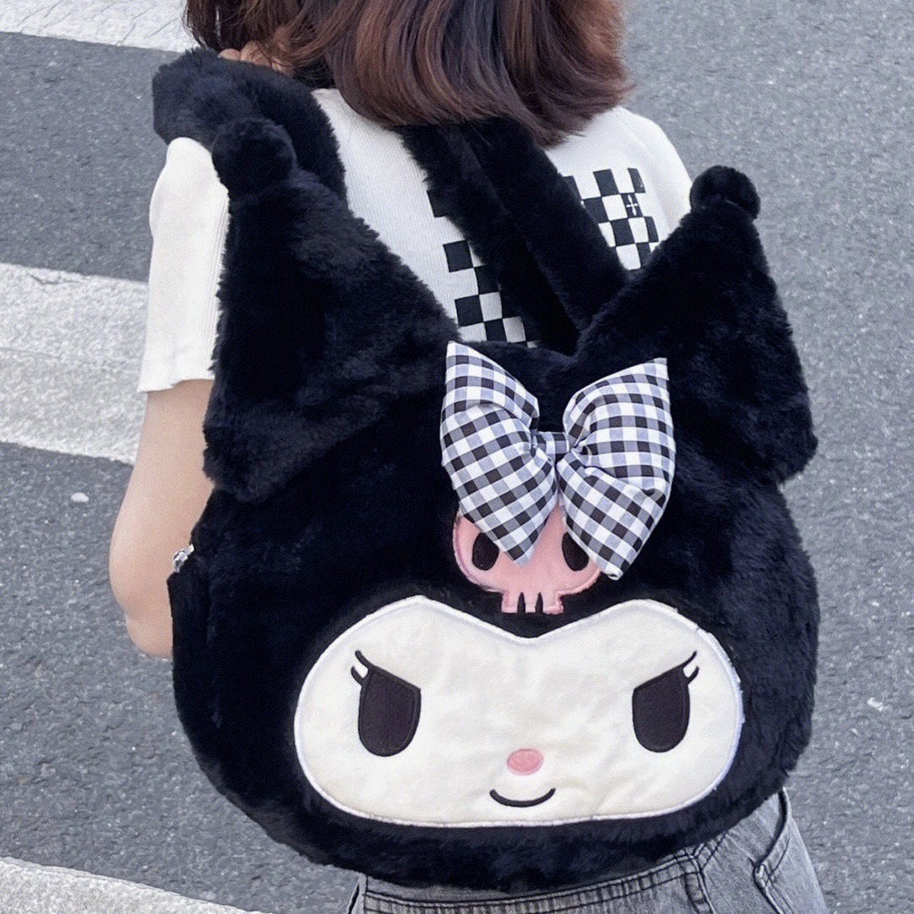 Túi Xách Kuromi Bằng Len Nhung Kích Thước Lớn 31 X 38 CM - Phù Hợp Cho Máy Tính 13 Inch