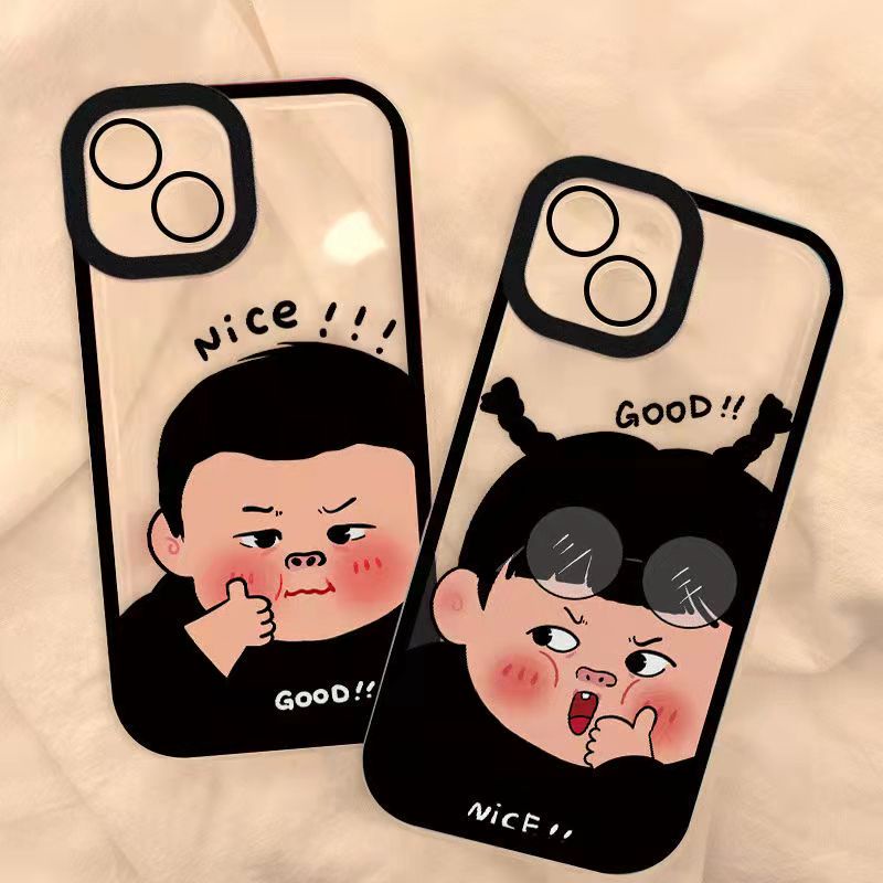 Casing Xiaomi Mi POCO X5 F3 F4 5G X3 GT NFC X4 M3 M4 Pro 12 12X 11T 10T 10 11 Ultra Lite 4G 8 SE Cartoon Boy Girl Angel Eyes Couple Clear Phone Case Full Fine hole Lens protect Soft Back Cover STD 19