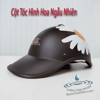 Nón bảo hiểm có lỗ cột tóc phía sau hình hoa - nhiều màu lựa chọn