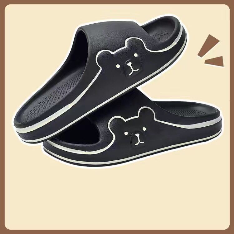 Dép Đi Trong Nhà Đế Dày Họa Tiết Gấu Hoạt Hình Thời Trang Cho Nam Nữ