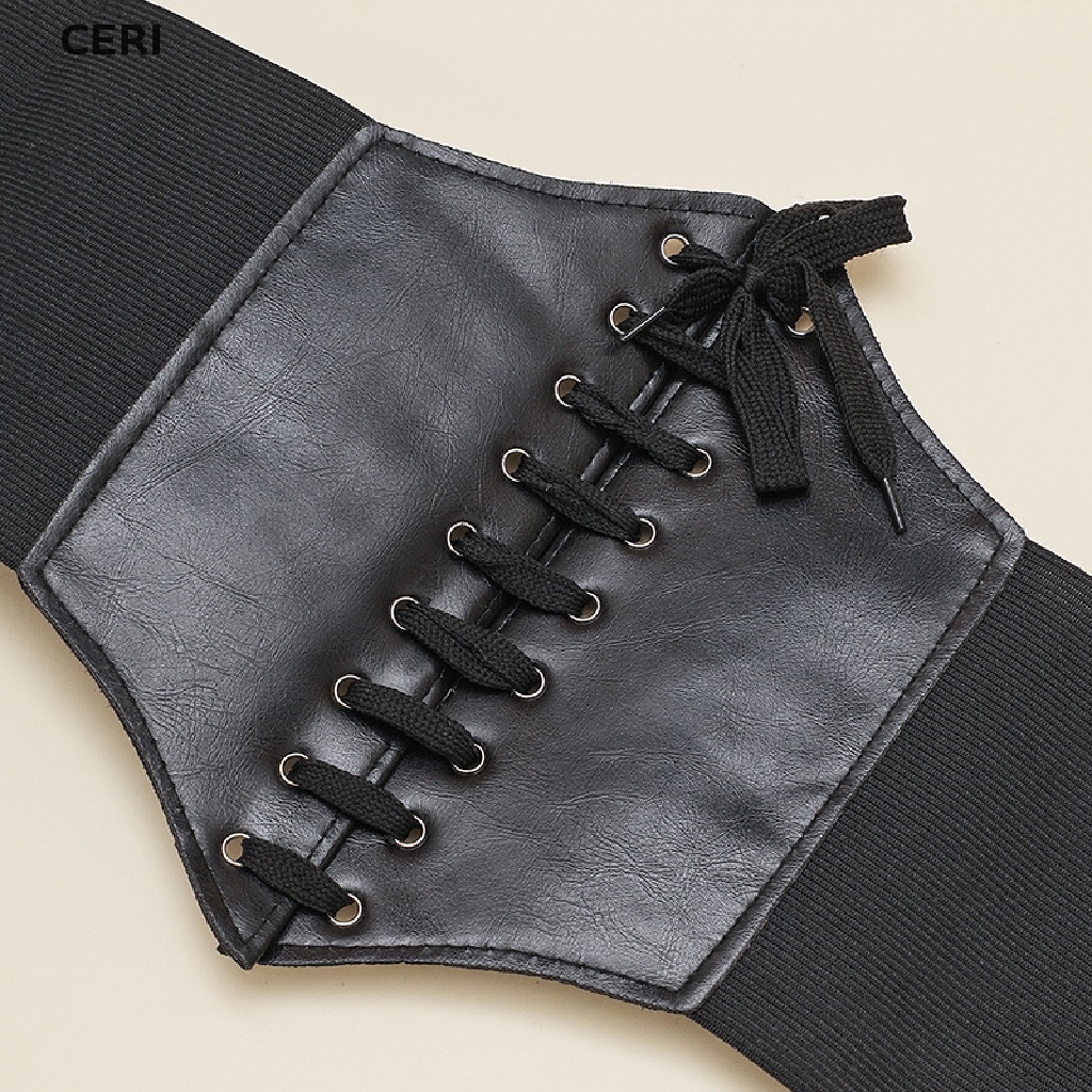 1 Thắt Lưng Da PU Bản Rộng Buộc Dây Kiểu Gothic Cho Nữ