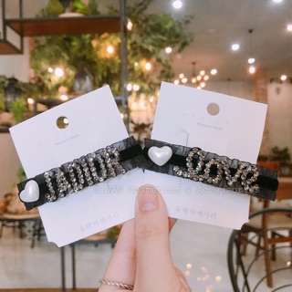 Kẹp tóc vải Jadior + Love (hình tự chụp 100%)