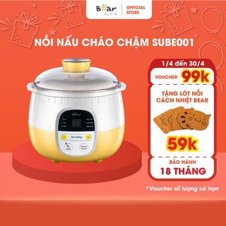 Nồi Nấu Chậm 0,8L Bear Chính Hãng, Nấu Cháo, Hầm, Hấp, Chưng Yến Bản Quốc Tế Bảo Hành 18 Tháng - SUBE001