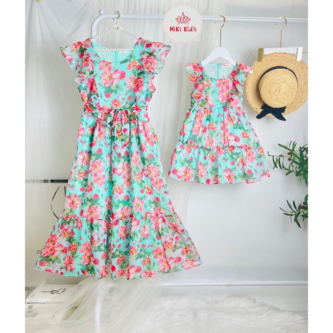 Set đồ đôi mẹ bé voan tơ siêu nhẹ siêu xinh