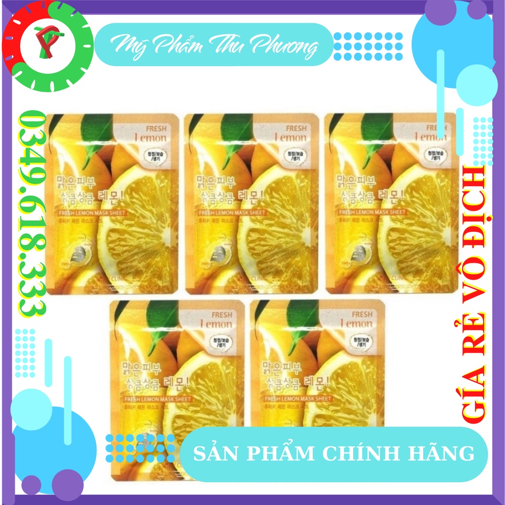 10 Mặt nạ dưỡng da thiên nhiên Chanh Mỹ phẩm chăm sóc da Hàn Quốc chính hãng 3W Clinic Fresh Lemon Mask Sheet