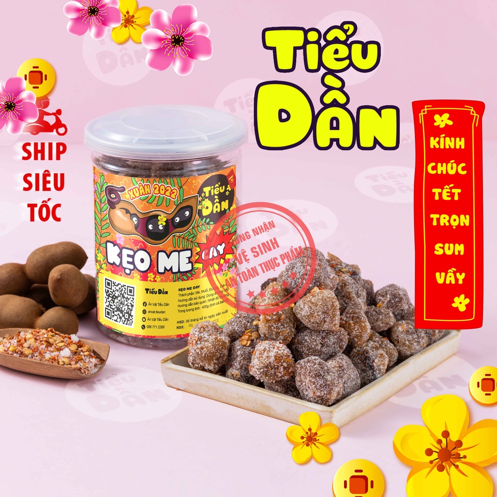 [Mã GROSALE1 giảm 8% đơn 500K] Kẹo me cay hũ lớn 400g Tiểu Dần đồ ăn vặt vừa ngon vừa rẻ